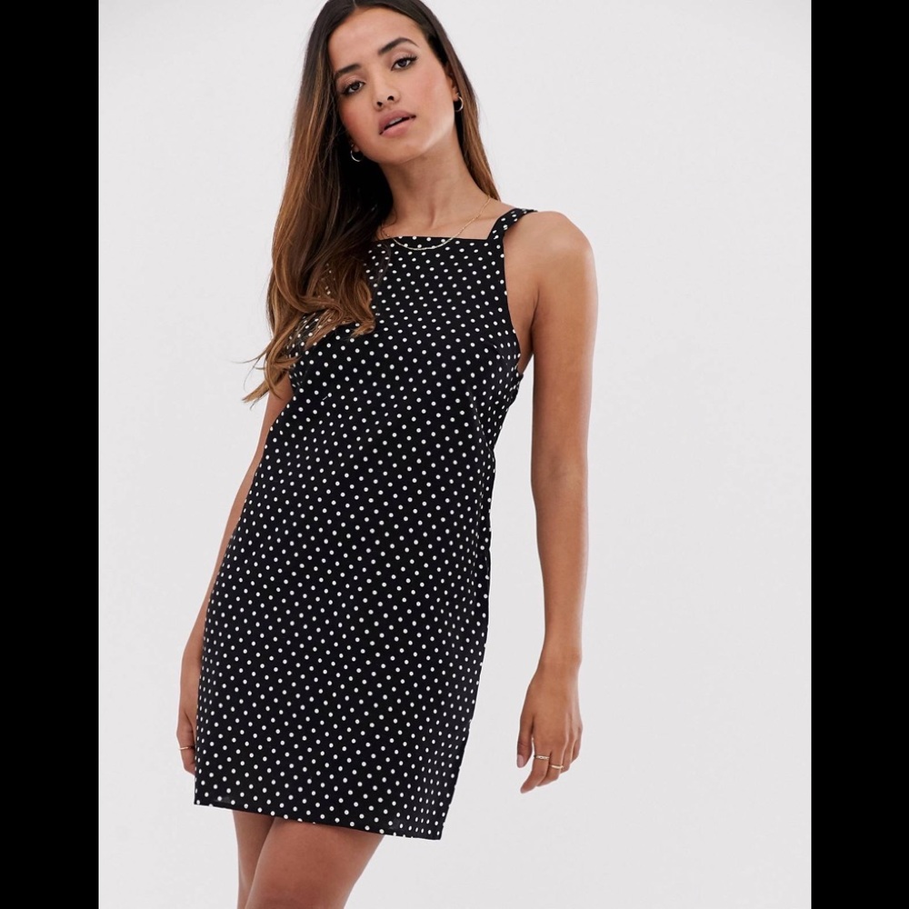 ASOS Design Buckle Back mini sundress in spot
